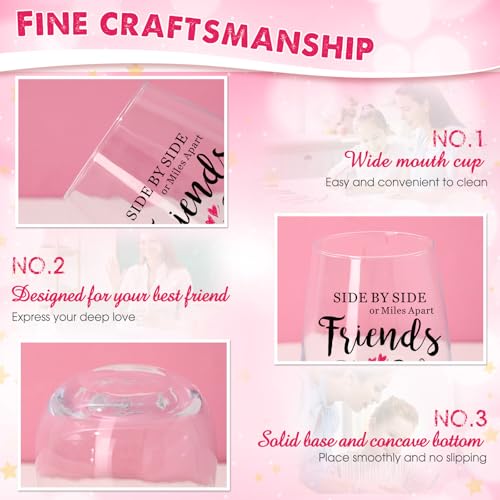 Suttmin 4 Pack 17oz Friendship Wine Glasses - Side by Side Variation | Stemless Gift Set