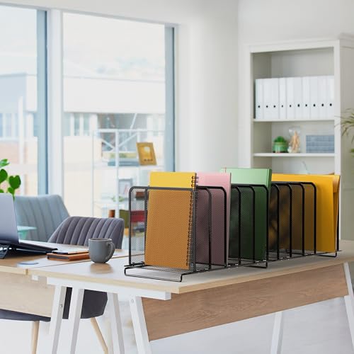 Simple Houseware 2 Pack 11-Section Upright File Organizer, Black | Office Desk Storage