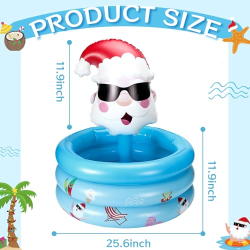 Bencailor Christmas in July Inflatable Santa Cooler Blue 25.6 Inch Large Capacity Drink Cooler