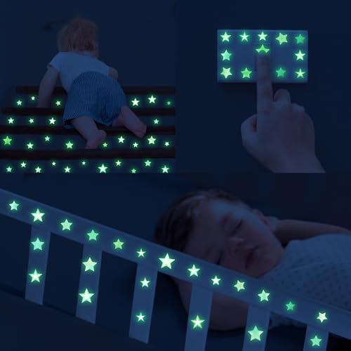 Glow in The Dark Stars for Ceiling, Holographic Colorful Moon Planet Wall Decals, Boys Girls Nursery Bedroom Wall Stickers