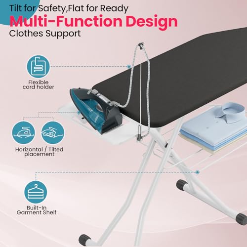 KINGBOARD Black Extra Wide Heavy Duty Ironing Board, Full Size 18x47 Inches