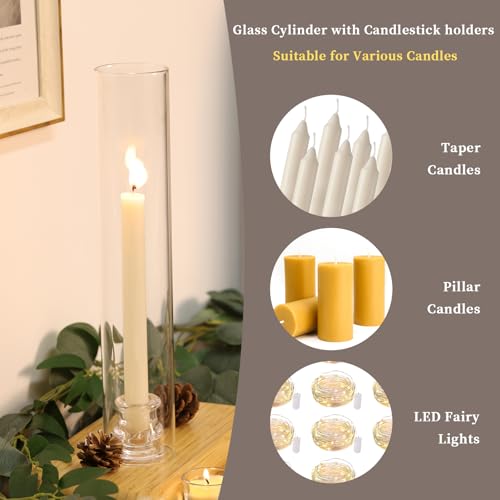 Volens 14-Inch Hurricane Glass Candle Holders Set of 6 with 2.5-Inch Diameter, Windproof & Elegant Home Decor