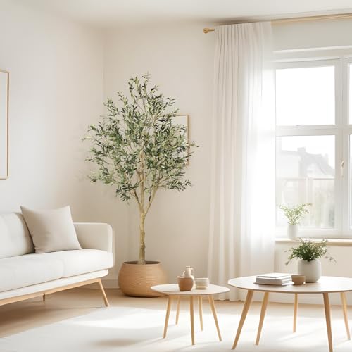 FEELEAD Olive Trees Artificial Indoor 7ft with Realistic Branches &