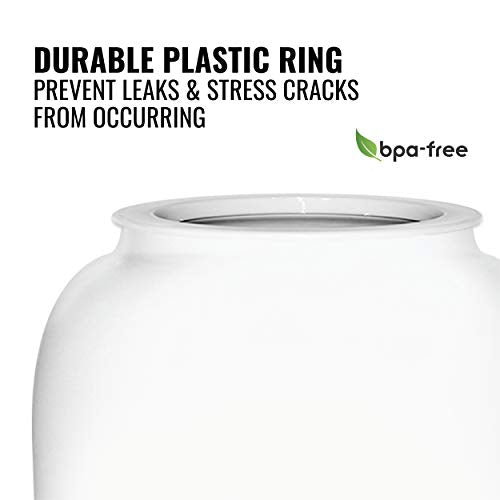 Geo Sports White Porcelain Water Dispenser with Stainless Steel Faucet & Lid - Fits 3-5 Gallon Jugs