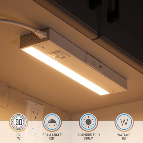 12-Inch LED Under Cabinet Light 4-Pack with Dimmable & 5 CCT Options - White