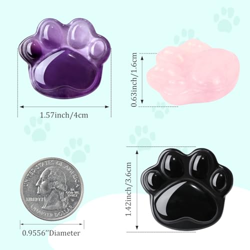 Tiger Eye Cat Paw Crystal Statue Carved Figurines for Sculpture Worry Stone Crystals and Healing Stones Decor Mental Health Natural Gemstones Cute Cat Lover Gifts for Women