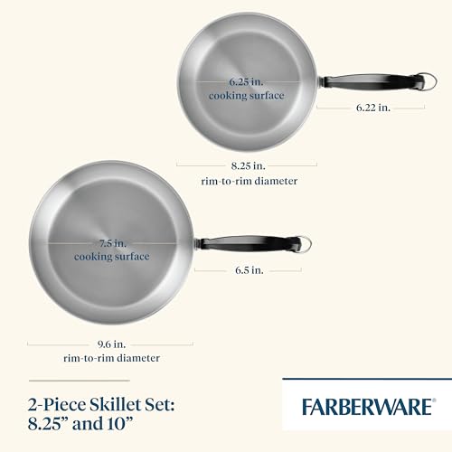 Farberware Classic Series Stainless Steel Skillet Set - 8.25 & 10 Inch Frying Pans