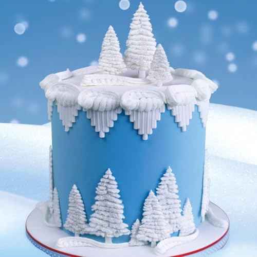 Christmas Tree Fondant Molds, 3 Packs Tree Holly Leaf Silicone Molds European Door Window Chocolate Silicone Molds for Cake Decoration Cupcake Toppers Party Candy Gummy Plaster Clay Resin DIY Crafts