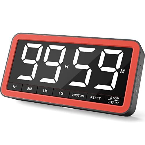VOCOO 7.8-Inch Digital Timer Black Red Magnetic LED Kitchen & Classroom Timer