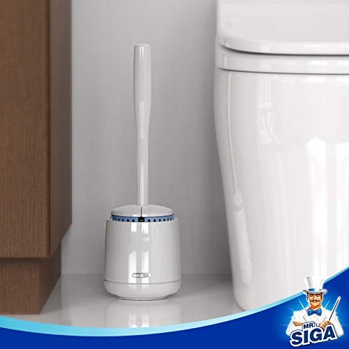 Toilet Bowl Brush and Holder Set - Long Handle, White, 2 Pack