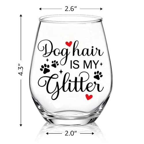 XQLZY Dog Hair Is My Glitter Stemless Wine Glass - Clear004 Gift for Dog Mom, Funny Animal Lover Glass