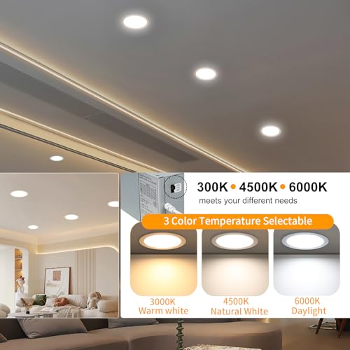 6 Pack 8 Inch LED Recessed Downlights with Dimmable 3CCT & Junction Box - White