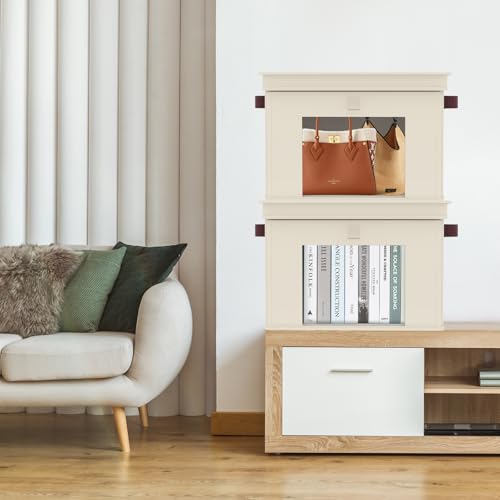 Univivi Light Beige Front Opening Closet Storage Bins - 16.5'' 4 Pack