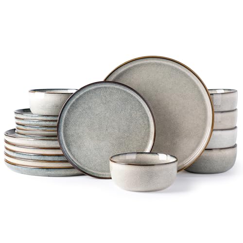 GBHOME Green Wheat Ceramic Dinnerware Set for 6 - 18 Pieces, Microwave & Dishwasher Safe