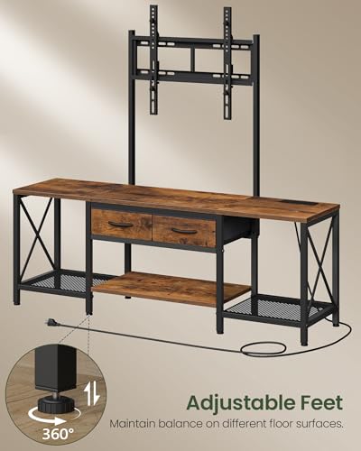 CHOEZON 55.5-Inch Adjustable TV Stand with Mount, LED Lights & Power Outlet