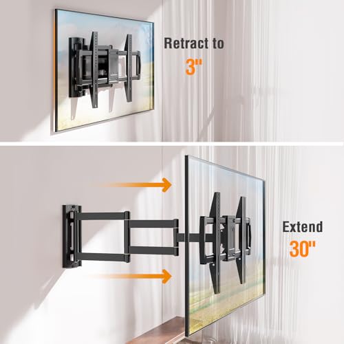 ELIVED 30-Inch Long Arm Full Motion TV Wall Mount for 42-75 Inch Screens, Swivel & Tilt, Corner Compatible
