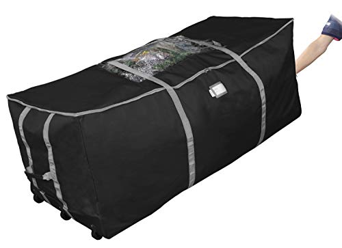 Propik Rolling Christmas Tree Storage Bag for 9 Ft Trees - Black, 25x25x60, With Wheels, Handles & Strap