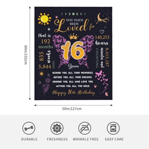Sweet 16 Gifts for Girls, 16th Birthday Gifts for Girls, Gifts for 16 Year Old Girl, Sweet Sixteen Gifts for Girls£¬16 Year Old Girl Birthday Gift Ideas, Sweet 16 Birthday Decorations Blanket 60"X50"