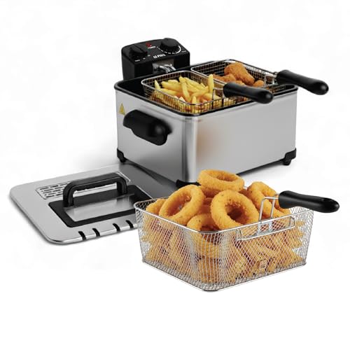Electric Deep Fryer 4.5L with Baskets, Temperature Control & Timer