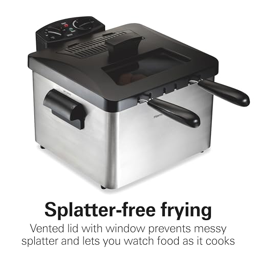 Hamilton Beach 4.5L Electric Deep Fryer with 2 Baskets & Stainless Steel - 19 Cup Capacity