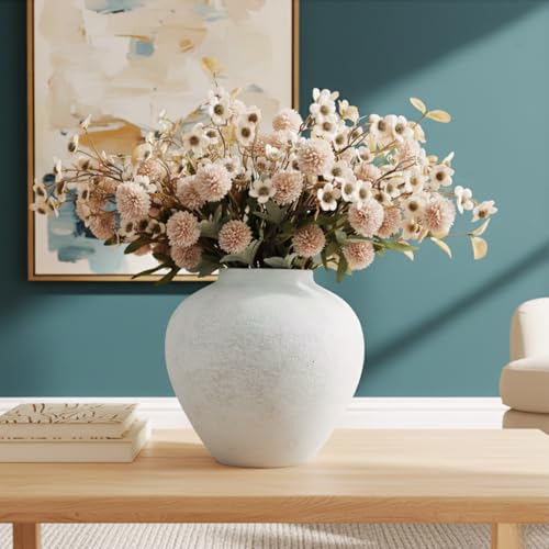 RyddeligHome Beige Silk Flower Arrangement with Wax & Kiku - Large Table Centerpiece