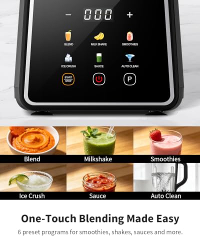 1300W Heavy Duty Blender with 6 Presets, 74oz & 22oz Capacity, Ice Crushing