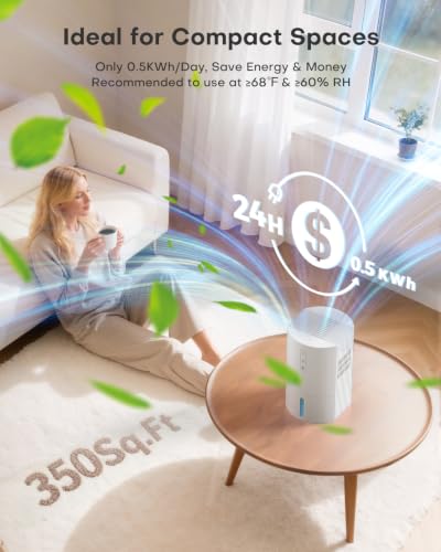 Small Dehumidifier with 35oz Tank - Quiet 25dB for Bedroom, Bathroom, Closet - Erizolt