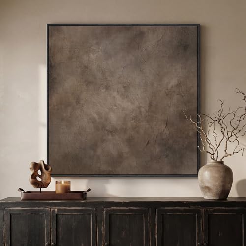 30x30 Inch Framed Neutral Brown Abstract Canvas Wall Art - Modern Living Room Decor