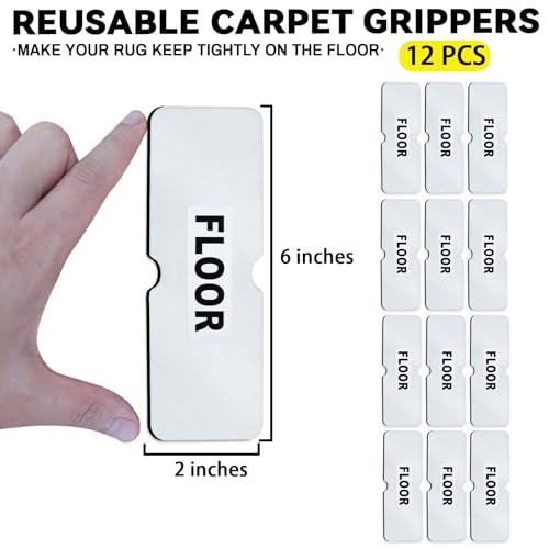 Urdar Brunnr 24 Pack Reusable Rug Tape Grippers for Hardwood & Tile Floors