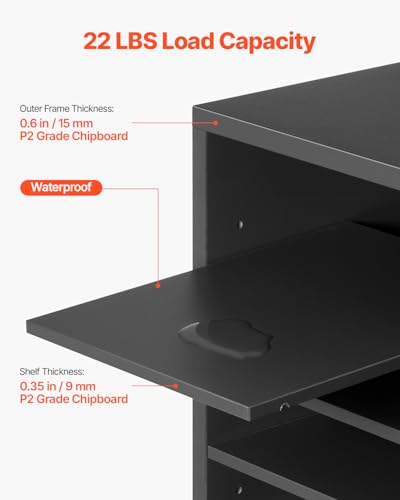 Dark Grey VEVOR Literature Organizer with 36 Compartments & Adjustable Shelves