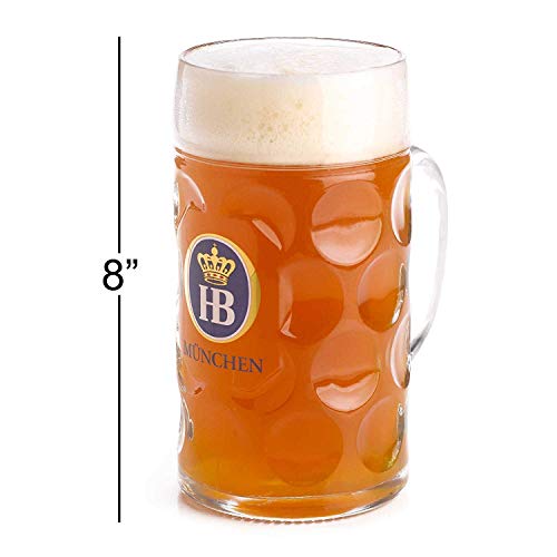 1L Dimpled Beer Stein Set of 2 - Authentic German Hofbrauhaus Munchen