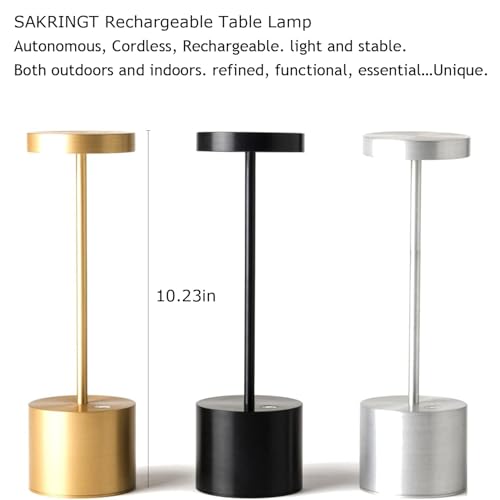 2 Pack Rechargeable LED Table Lamps - Portable Cordless Dimmable Light for Indoor & Outdoor Use - Black