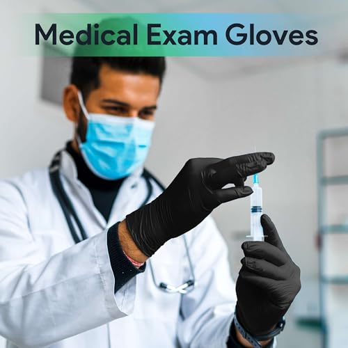 Black Nitrile Exam Gloves Large Case of 1000 - Latex-Free, Powder-Free, Textured Grip, Medical Grade, Disposable for Food & Lab Use - Click-Medical