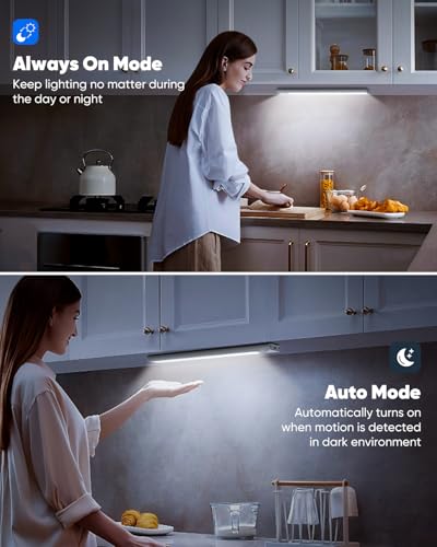 VerRon 10-inch Rechargeable Under Cabinet Lighting 5-Pack, 6500K Stepless Dimmable LED