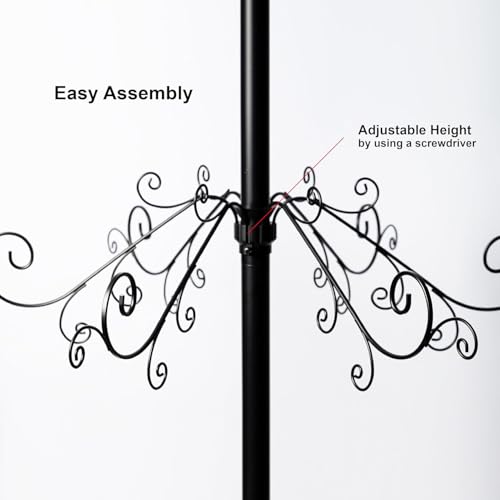 Black Ornament Display Tree Stand 6.5 Ft for Christmas Decorations with 174 Hooks