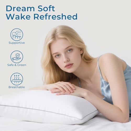 Queen Size Pillows Set of 4 - Supportive Down Alternative Hotel Quality - OEKO-TEX Certified