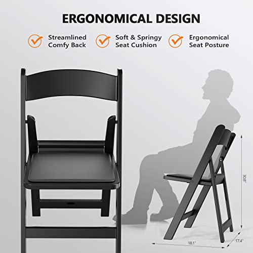 FCH Plastic Folding Chair with Padded Seat, Resin Foldable Chairs