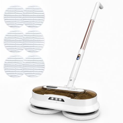 BLONEX Cordless Electric Mop with Spray & Detachable Water Tank - White + Gold