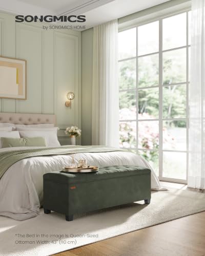 Velvet Storage Ottoman Bench with Legs - Forest Green, 660 lb Load Capacity