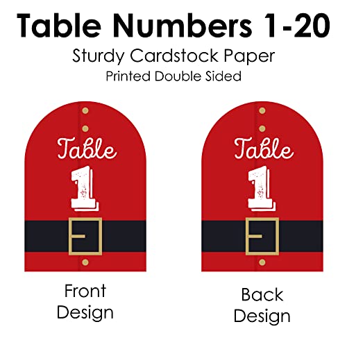 Jolly Santa Claus Table Numbers 1-20 for Christmas & Events - Double-Sided 5x7 Inches