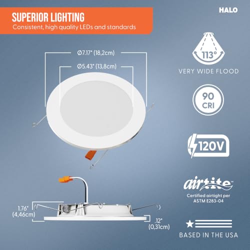 HALO 6 Inch Slim LED Recessed Light Trim Kit 6-Pack 5-CCT Dimmable, Wet Location