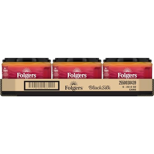 Folgers Black Silk Dark Roast Ground Coffee Pack of 6 - 22.6 Oz Canisters