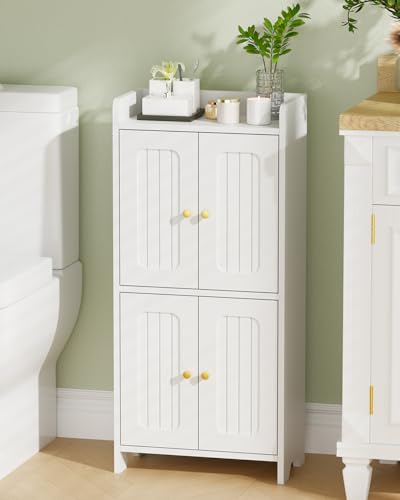BEWISHOME Small White Bathroom Floor Cabinet for Toilet Paper & Storage