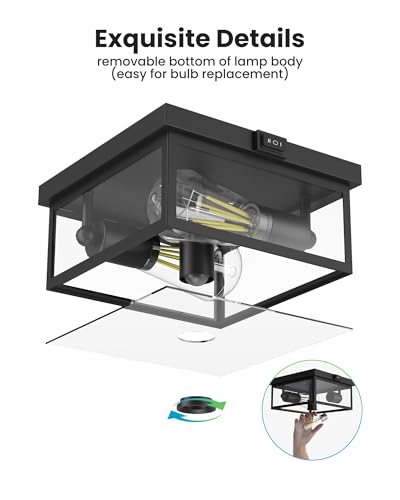 10.5-Inch Outdoor Ceiling Light with Motion Sensor Flush Mount Exterior Fixture