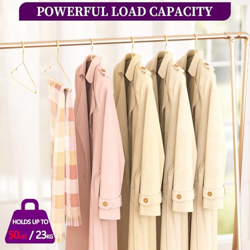 40-Pack Gold Heavy-Duty Metal Hangers with 5 Clips - Space-Saving Slim Design