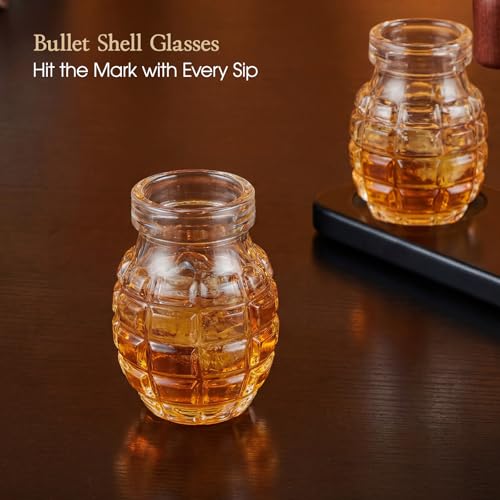 Kollea Transparent Cool Whiskey Decanter Gift Set with Grenade Glasses
