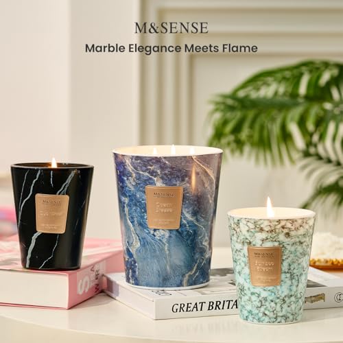 M&SENSE OudWood Large Candle - Extra Large 35oz Triple Wick Scented Candle for Home & Gift