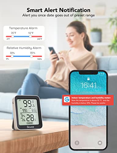 Govee Indoor Hygrometer Thermometer 3-Pack Black with Bluetooth App Control