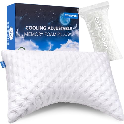 KUCEY Cooling Side Sleeper Pillow - Adjustable Standard Crescent White