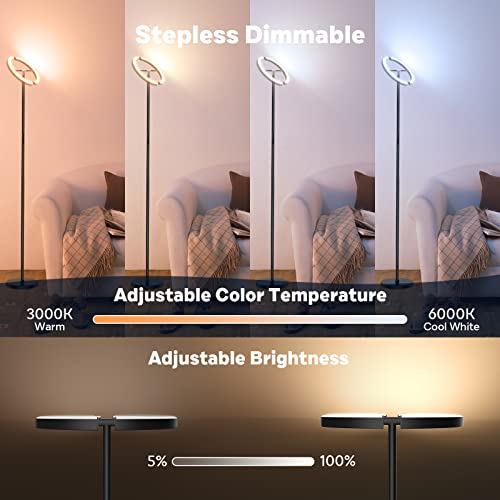 SIBRILLE RGB Floor Lamp - Color Changing Dimmable LED Standing Light with Remote, Modern Tall Lamp for Living Room & Bedroom